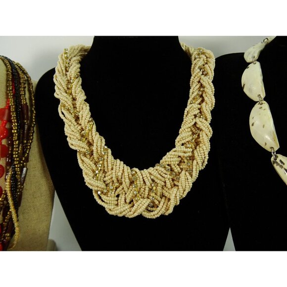 Neutrals Costume Jewelry Lot 20pc Necklaces Earrings Bracelets Ring - Picture 6 of 9